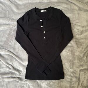 Buck Mason Black Surplus Rib L/S Henley